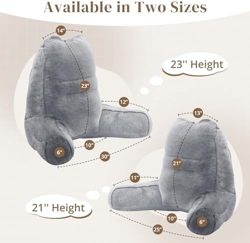 Sasttie Reading Pillow for Bed, Back Pillow for Sitting Up, Dark Grey - Image 2