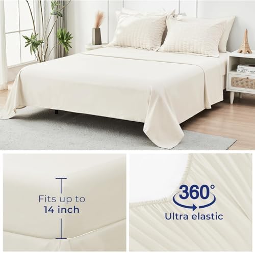 HYMOKEGE Ivory Oversized Queen Comforter Set Seersucker 7 Pieces, All Season - Image 6