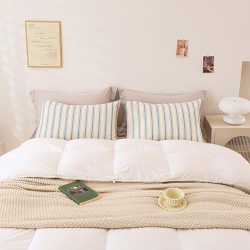 ECOCOTT Striped Pillowcases King Size Set of 2, 100% Washed Cotton Pillow Cases - Image 6