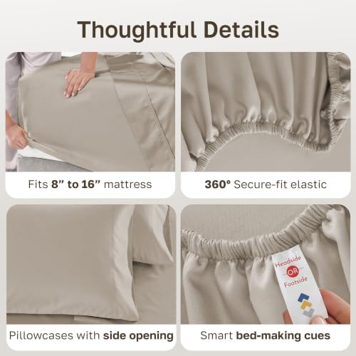 California Design Den 600 Thread Count Full Bed Sheets Set, Soft Linen - Image 4