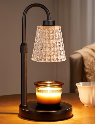 Innqoo Black Crystal Candle Warmer Lamp with Timer, Dimmable Candle Warmer for Jar Candles, Height Adjustable Wax Melts Warmer, Birthday Gifts for Women Mom, House Warming Gifts New Home Decor by Innqoo