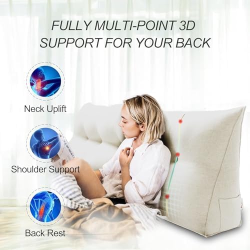 WOWMAX Bed Wedge Headboard Pillow King Reading Pillow Sitting in Bed - Image 2