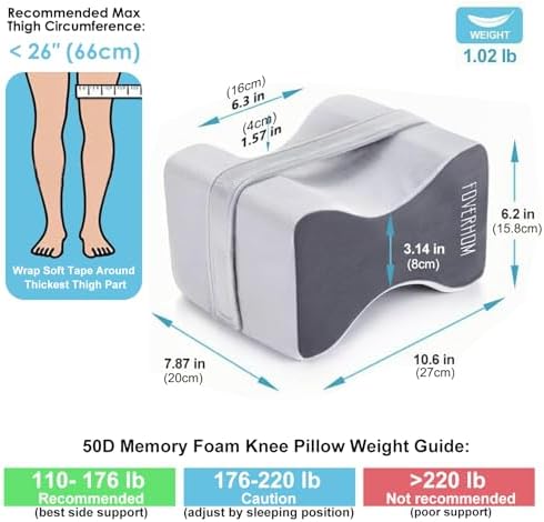 foverhom Memory Foam Knee Pillow Orthopedic Leg Support Grey - Image 5