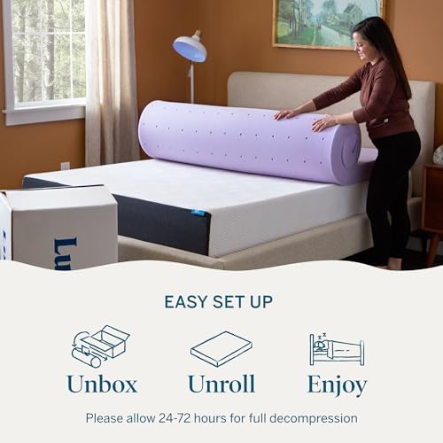 Lucid® 4" Lavender Memory Foam Mattress Topper – CertiPUR-US® - Image 5
