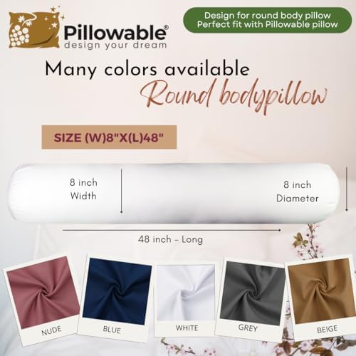 48x8 Round Pillowcase, Brushed Microfiber Bolster Cover - Image 4