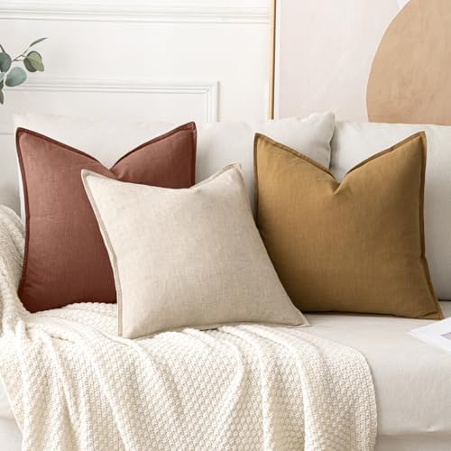 MIULEE Decorative Linen Pillow Covers 18x18 Inch Autumn Glaze - Image 4