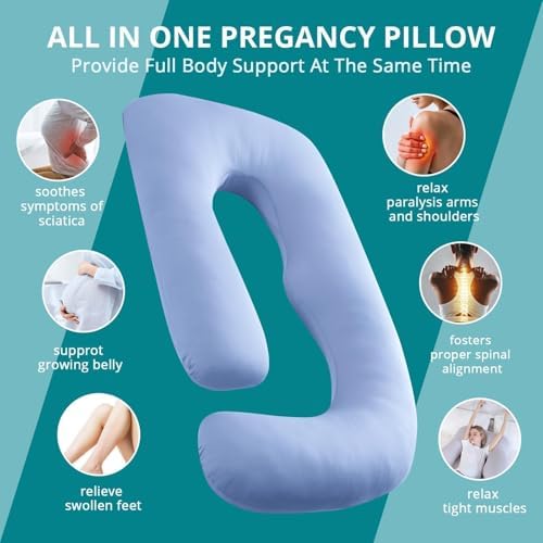Cooling Pregnancy Pillows for Sleeping, Light Blue - Image 6