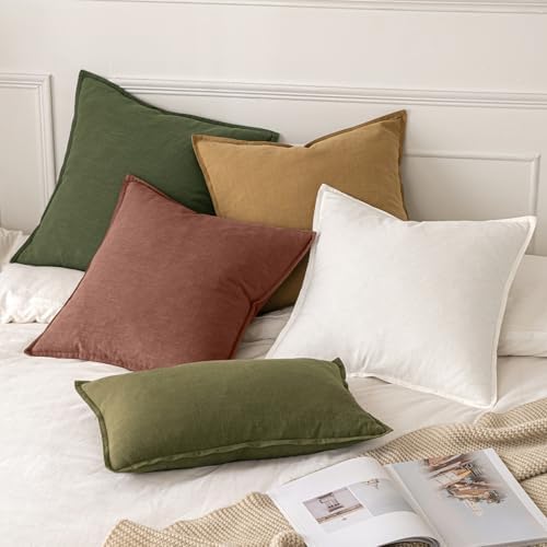 MIULEE Decorative Linen Pillow Covers 18x18 Inch Autumn Glaze - Image 5