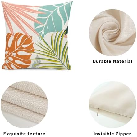 Summer Tropical Pillow Covers 18x18 Set of 2, Monstera Palm Leaf Pillowcase - Image 7