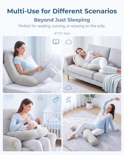 YZ HOME Cooling J Shaped Pregnancy Pillow, Removable Cover - Image 6