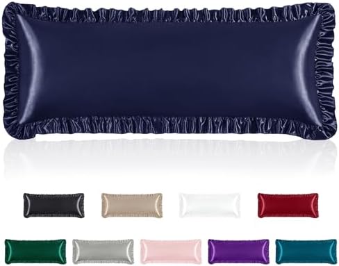 Homiest Navy Blue Ruffle Satin Body Pillow Cover by Homiest