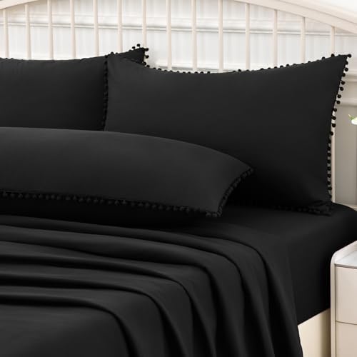 Pom Poms Pillow Shams King Size Set of 2, Soft Microfiber Shams Cover - Image 5