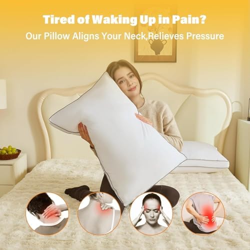Goose Down Fiber Body Pillow for Adults, Long Bed Pillows - Image 4