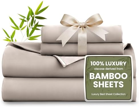 Love's cabin 4 Piece Queen Sheet Set, 100% Rayon Derived from Bamboo, Cooling & by Lovescabin