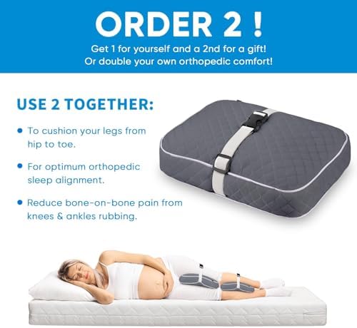 Knee Pillow with Soft Strap for Side Sleepers, Grid - Image 6