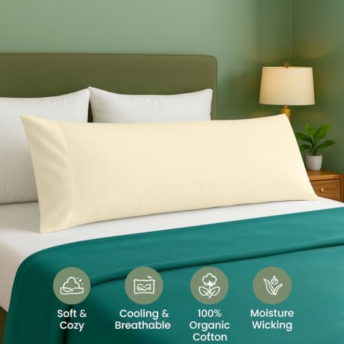 Cotton Delight Organic Cotton Body Pillow Cover 20x54 – 600 Thread Count Sateen - Image 2