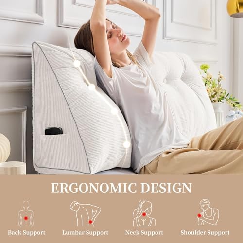 Sasttie Headboard Pillow Queen, Wedge Pillow Headboard - Image 3
