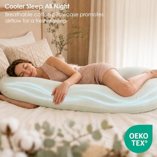 QUEEN ROSE Cooling Body Pillow, C Shaped Full Body Pillow - Image 5