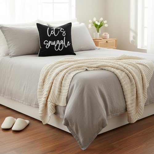 Sunkifover Let's Snuggle Decorative Throw Pillow Cover 18"x18" Black - Image 7