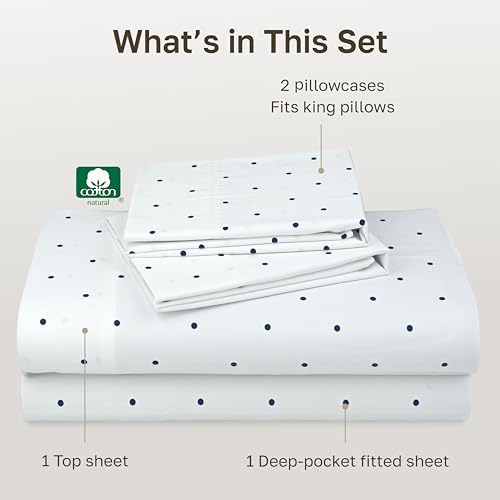 California Design Den Soft 100% Cotton Cal King Sheet Set, Polka Dot Print - Image 4