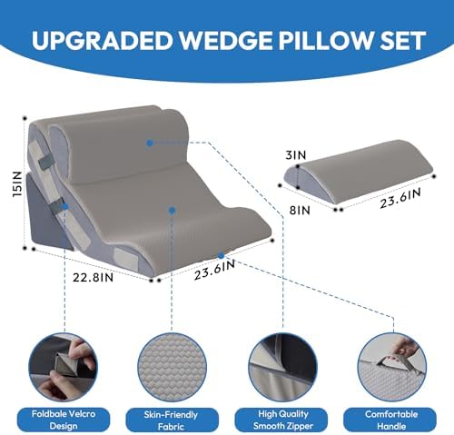 Ahpmeoa 4PCS Wedge Pillow Set for After Surgery, Back Pillow for Bed Sitting up - Image 2