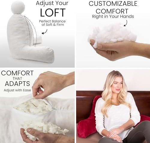 Husband Pillow Red, Original Reading Pillow in Bed Rest Chair, Shredded Memory - Image 6