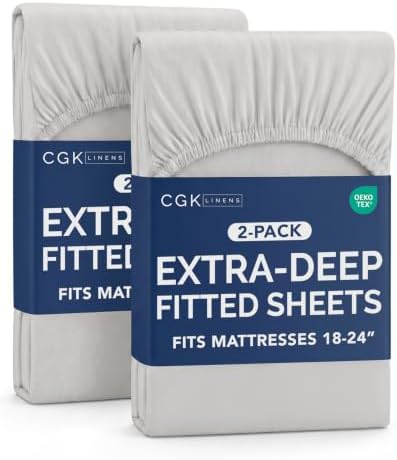 CGK Linens 2 Pack Extra Deep King Fitted Sheets by CGKUnlimited