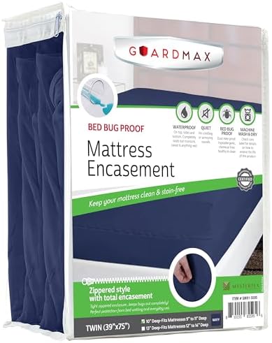 Guardmax Twin Mattress Protector Zippered, Bed Bug Mattress Cover by Guardmax