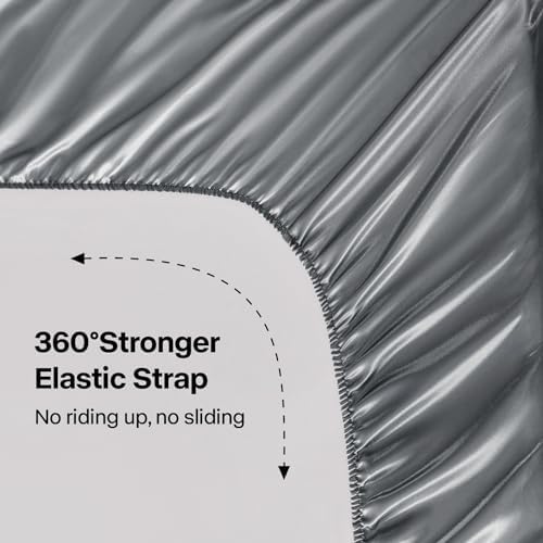 BEDELITE Satin Sheets Full XL Size Bed Set, Dark Grey, 4 Pieces - Image 4