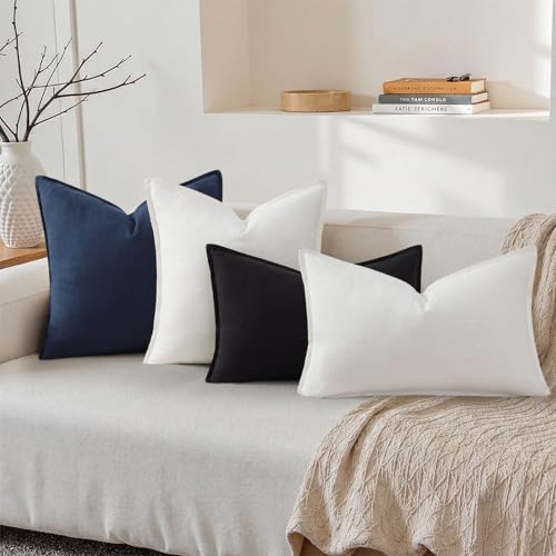 decorUhome Fall Cream White Linen Throw Pillow Covers 12x20 Set of 2 - Image 5
