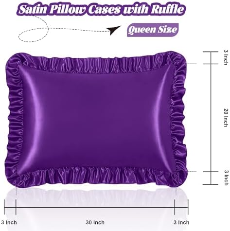 Homiest Purple Ruffle Satin Pillowcase Set of 2 - Image 3