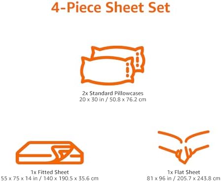 Amazon Basics 4 Piece Breathable 100% Cotton Jersey Knit Bed Sheet Set - Image 6