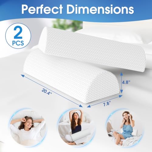 2 Pack Knee Pillow for Back Sleeping Memory Foam Half Moon Bolster Pillow - Image 2