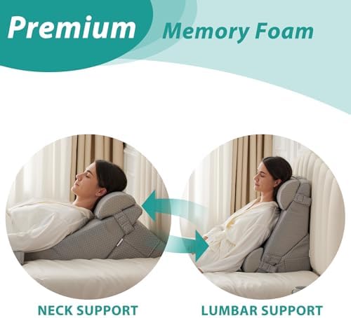 Bedluxe Adjustable 4pcs Bed Wedge Pillow Set, Memory Foam Wedge Pillows Post - Image 4
