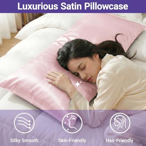 1 Pack Satin Pillowcase Pink Body Size 20x54 Inch - Image 3