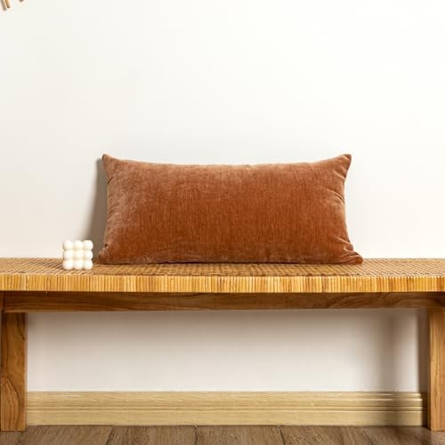 JoraLion Chenille Lumbar Pillow Covers 16x24 inch Dark Orange - Image 2