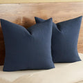 PHF Cotton Waffle Throw Pillow Covers 24" x 24", Dark Navy, No Insert by PHF