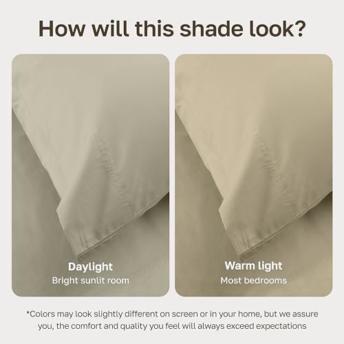California Design Den 100% Organic Cotton King Size Bedsheets, Soft Taupe - Image 5