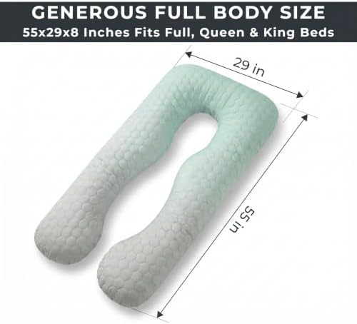 U Shaped Pregnancy Pillow Quilted Honeycomb 55 in Sage Ombre - Image 3