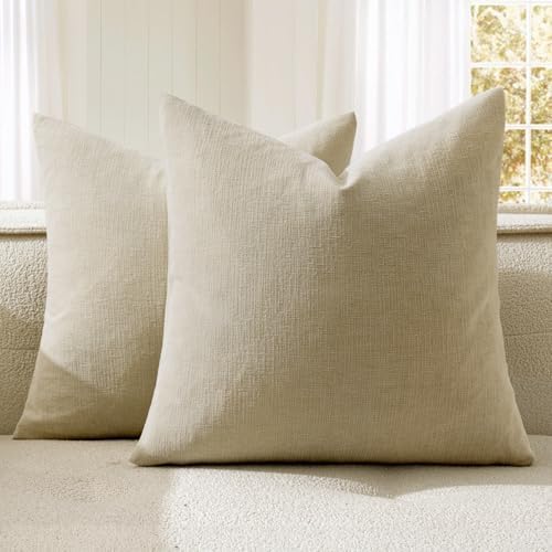 MIULEE Ivory Chenille Couch Throw Pillow Covers by MIULEE
