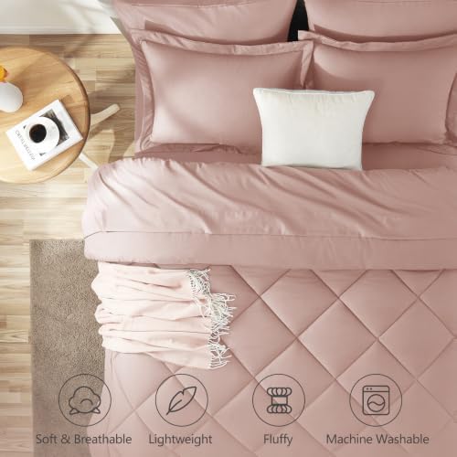 CozyLux Full Comforter Set 82"x86" Dusty Pink - Image 2