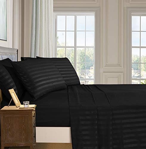 Elegant Comfort 6-Piece Damask Stripe Sheet Set, Queen Burgundy - Image 2