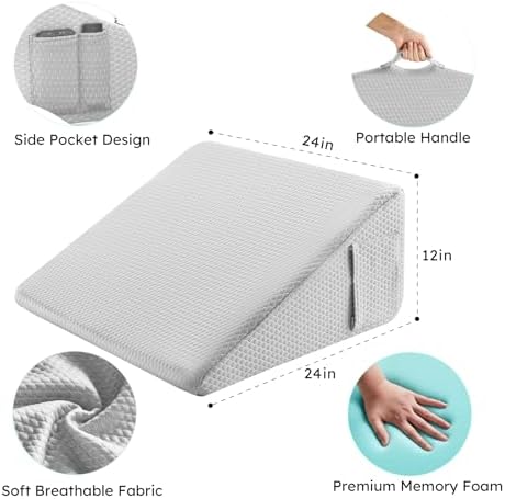 Bedluxe Wedge Pillow, 12 inch Bed Wedge Pillow - Image 5