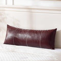 Fancy Homi Burgundy Boho Long Lumbar Faux Leather Decorative Throw Pillow by Fancy+Homi