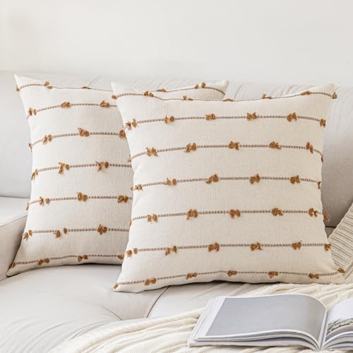 YEENAASY Boho Throw Pillow Covers 18x18 Set of 2 Farmhouse Pillow Cases by YEENAASY