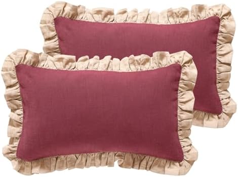 patdrea Vintage Red Linen Throw Pillow Covers by patdrea