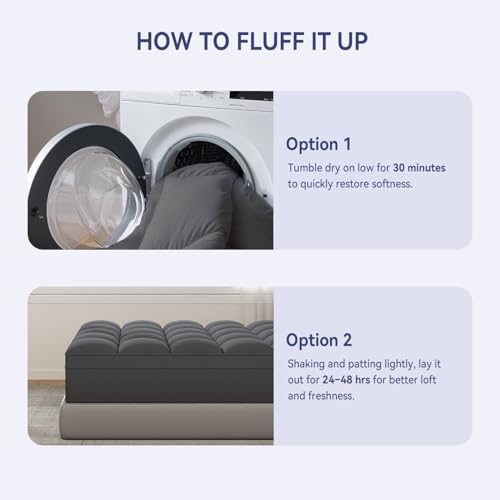 ELEMUSE Full XL Grey Mattress Topper, Thick Pillow Top Mattress Pad - Image 6