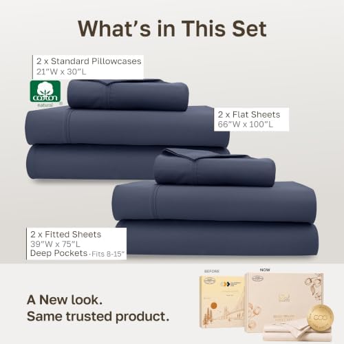 California Design Den 2-Pack Soft 100% Cotton Sateen Twin Sheets Set - Image 3