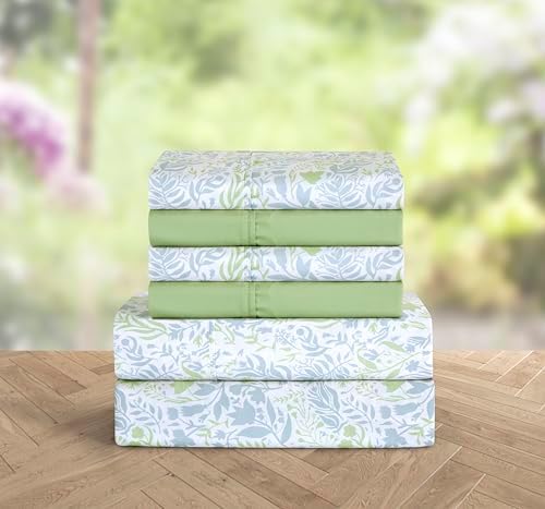 Elegant Comfort 6-Piece Sheet Set Deep Pocket Floral, Anita Green - Image 2