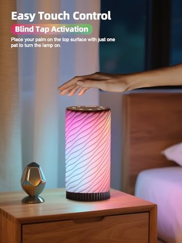 Touch Bedside Lamp with Sound Machine for Adults, Dimmable Night Light for Bedroom, 3-in-1 Bluetooth Speaker & White Noise Machine for Sleeping, Relaxation Dynamic Mood Lighting (Round) - Image 5